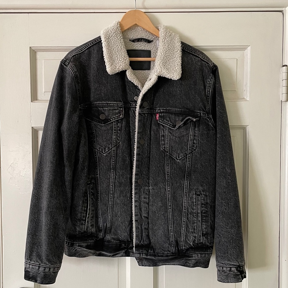 Black Denim Trucker Levi's Sherpa Jacket